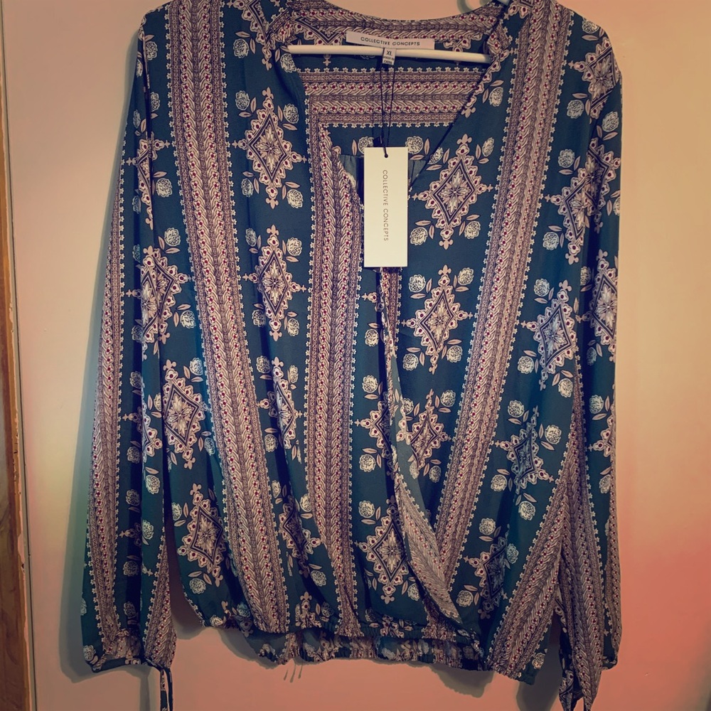 Wrap top long sleeve
